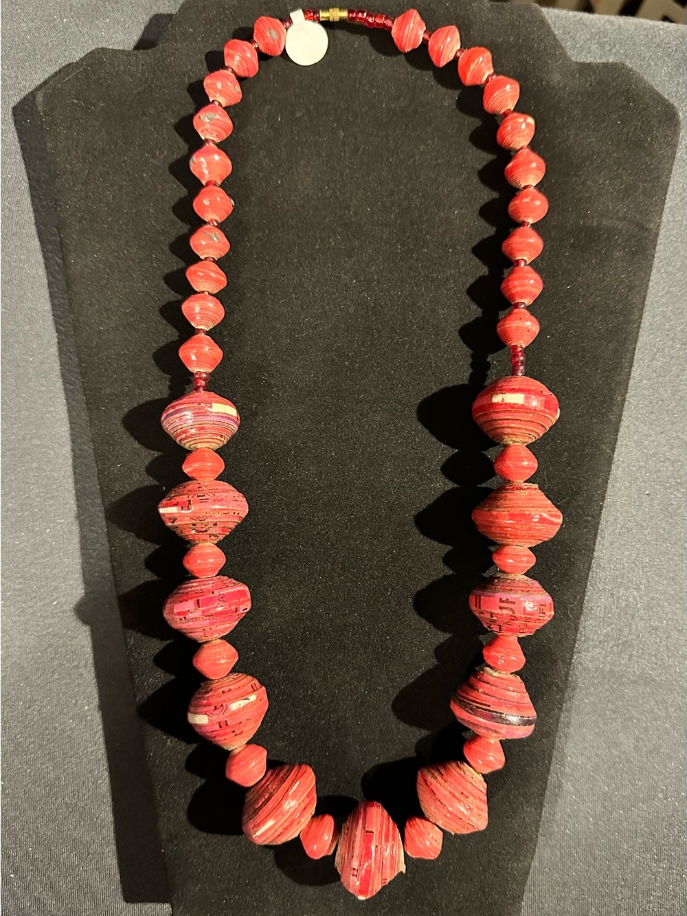 Handcrafted Red Beaded Women's Necklace